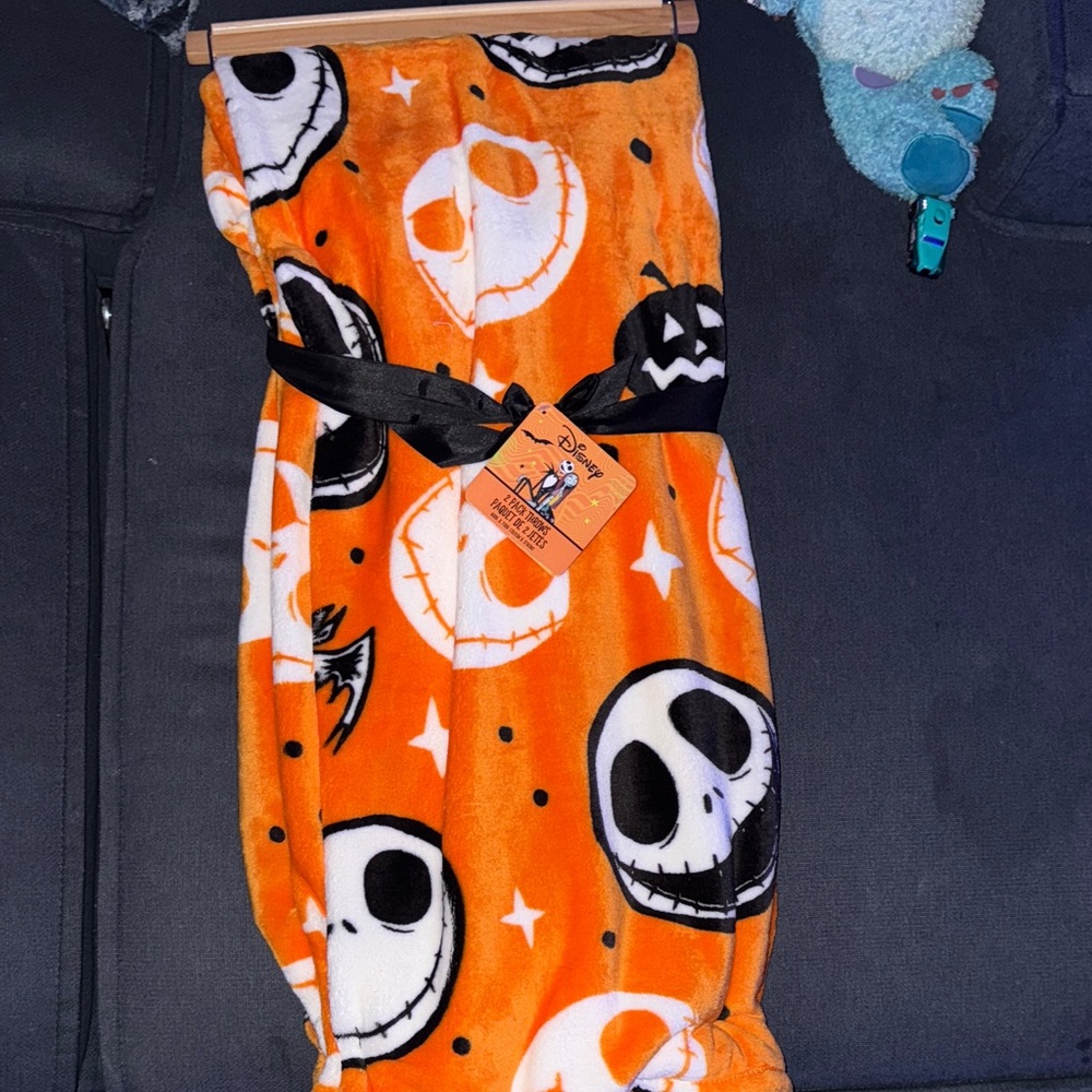 Disney Orange Jack Skellington Plush Throw